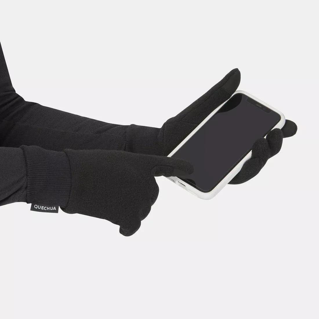 Kids Fleece Hiking Gloves - Sh500 6-14 Years, Black, , large image number 7
