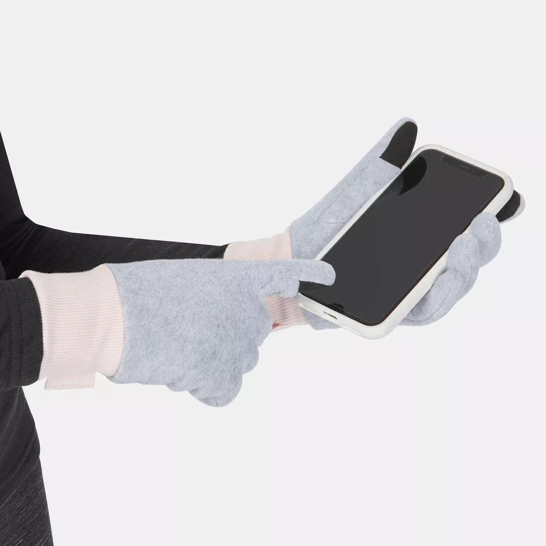 Kids Fleece Hiking Gloves - Sh500 6-14 Years, Black, No Color, large image number 12