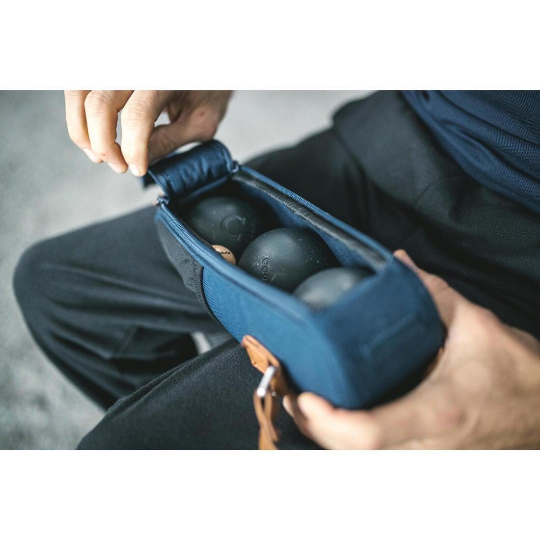 Semi-Rigid Bag For 3 Petanque Boules, Blue, No Color, large image number 3
