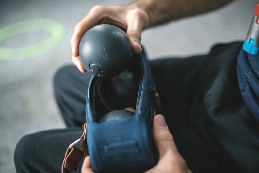 Semi-Rigid Bag For 3 Petanque Boules, Navy Blue, No Color, large image number 13