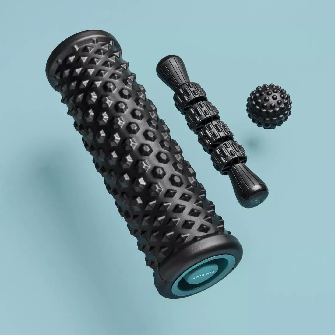 DECATHLON - Massage Kit: Massage Roller, Ball And Stick, Black