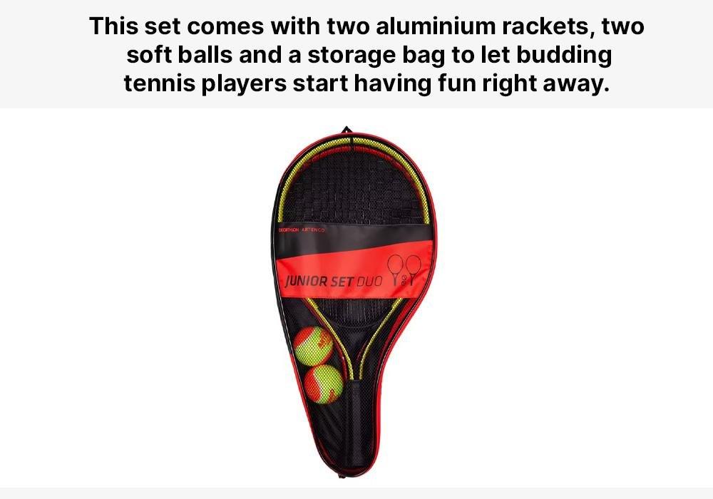 Duo Junior Tennis Set - 2 Rackets + 2 Balls + 1 Bag, Multicolour, No Color, large image number 12