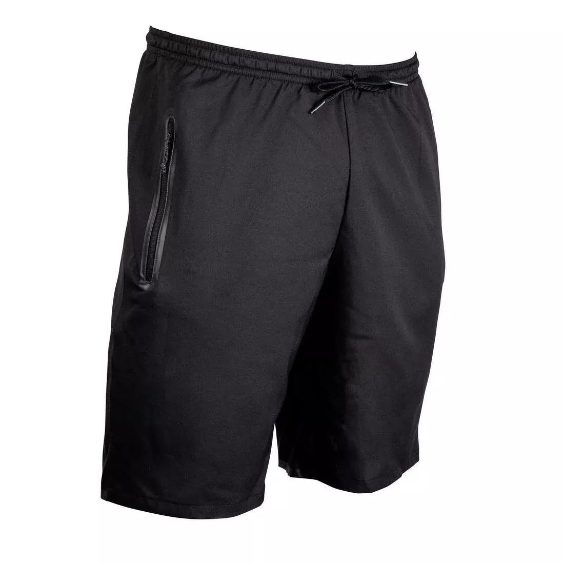 Unisex Football Zip Pocket Shorts F500Z, Black, No Color, medium