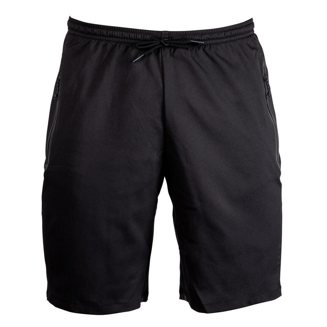Unisex Football Zip Pocket Shorts F500Z, Black, No Color, medium