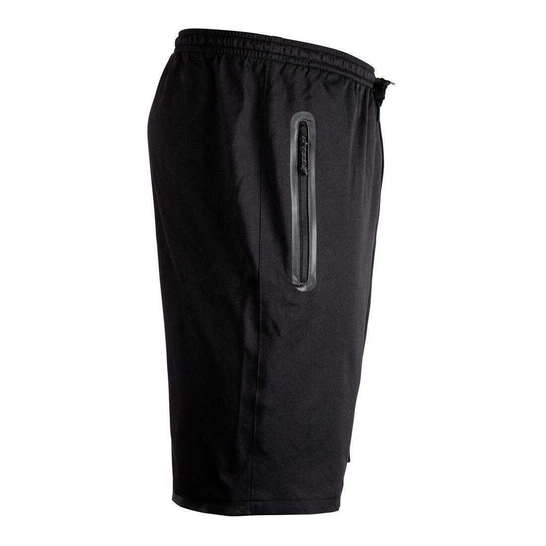 Unisex Football Zip Pocket Shorts F500Z, Black, No Color, medium
