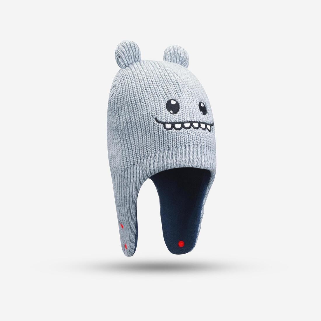 SILVER GREY Baby Ski/Sledge Hat - WARM Grey and Blue, No Color, large image number 0