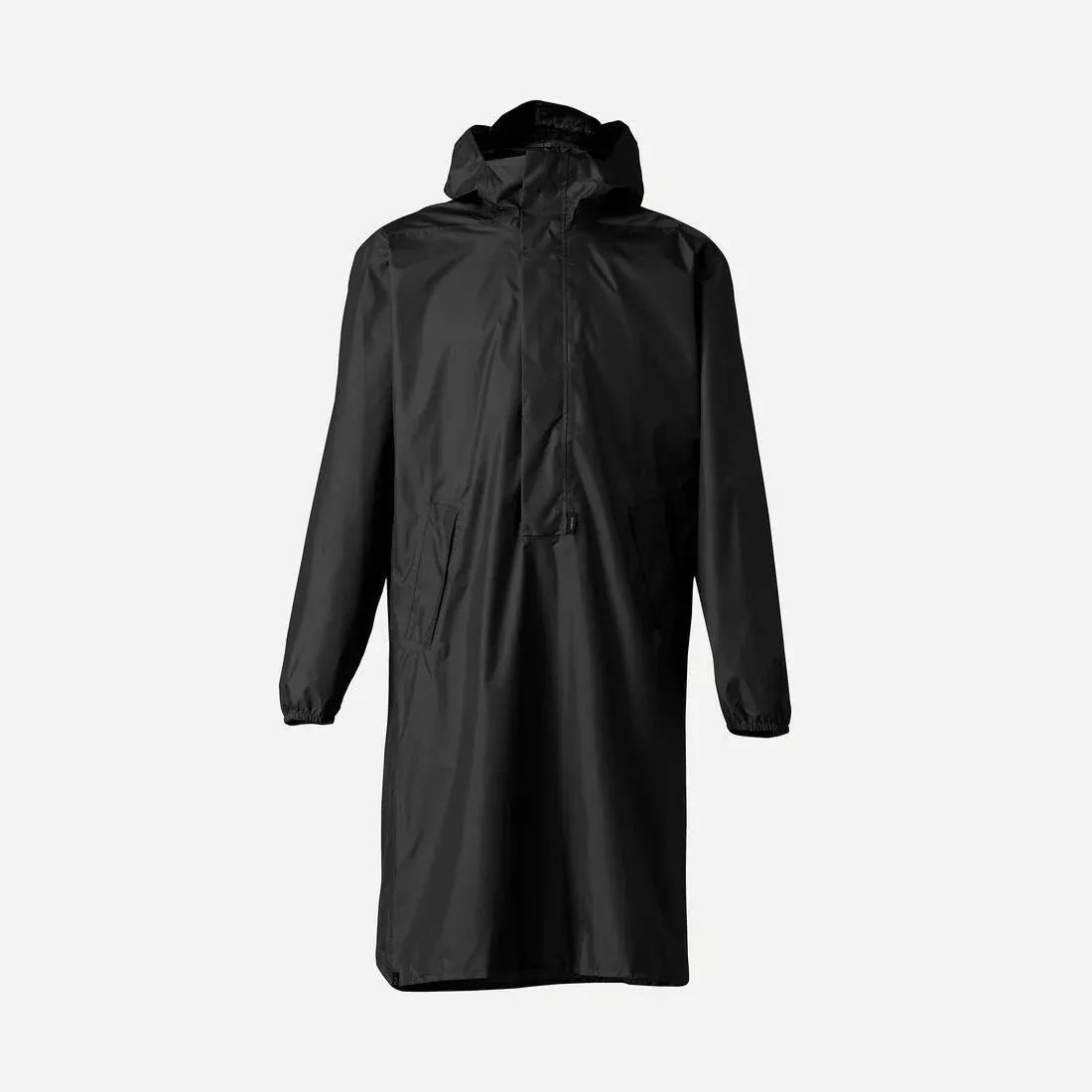 Hiking Rain Poncho - Mt500 60L, Black, , large image number 0