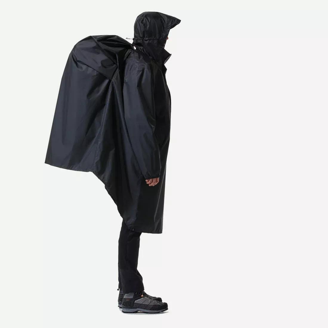 Hiking Rain Poncho - Mt500 60L, Black, No Color, large image number 1