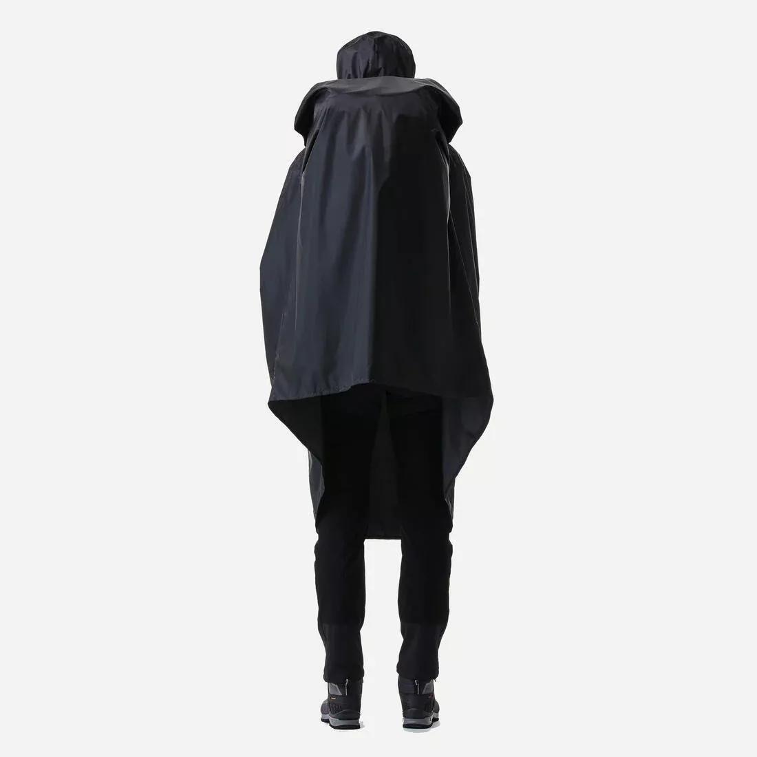 Hiking Rain Poncho - MT500 - 60L, Black, No Color, large image number 2