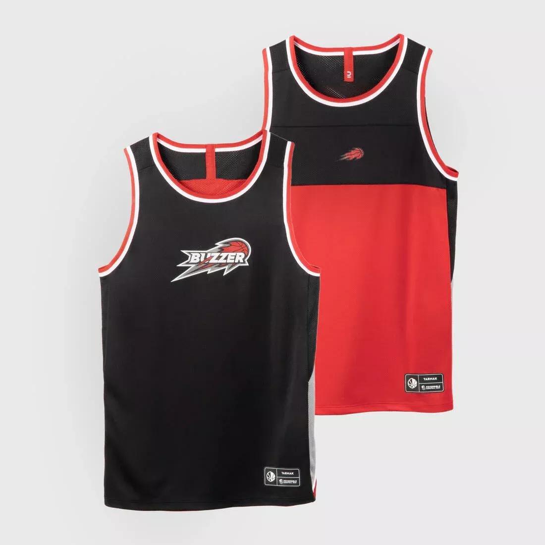 TARMAK - Kids' Reversible Sleeveless Basketball T-Shirt / Jersey T500R, BLACK