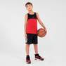 TARMAK - Kids' Reversible Sleeveless Basketball T-Shirt / Jersey T500R, BLACK