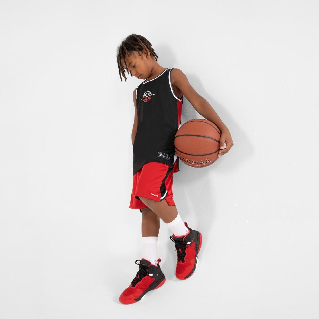 Kids' Reversible Sleeveless Basketball T-Shirt / Jersey T500R, black, No Color, large image number 11