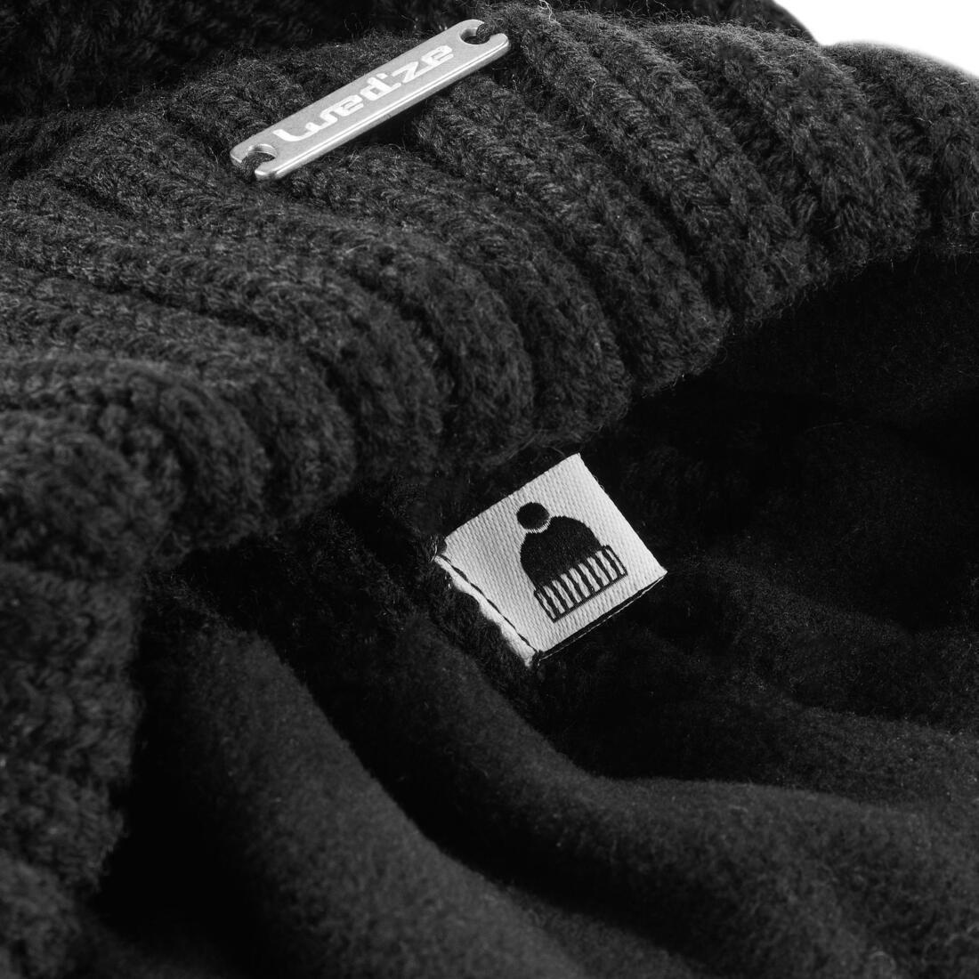 Unisex Ski Hat Fur Cable-Knit, Black, No Color, large image number 4