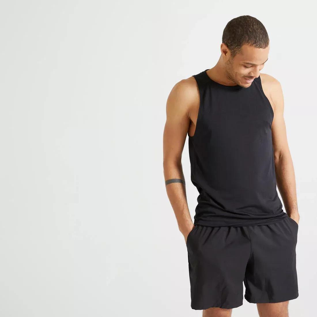 Men Fitness Cardio Training Tank Top 100, Black, , large image number 4