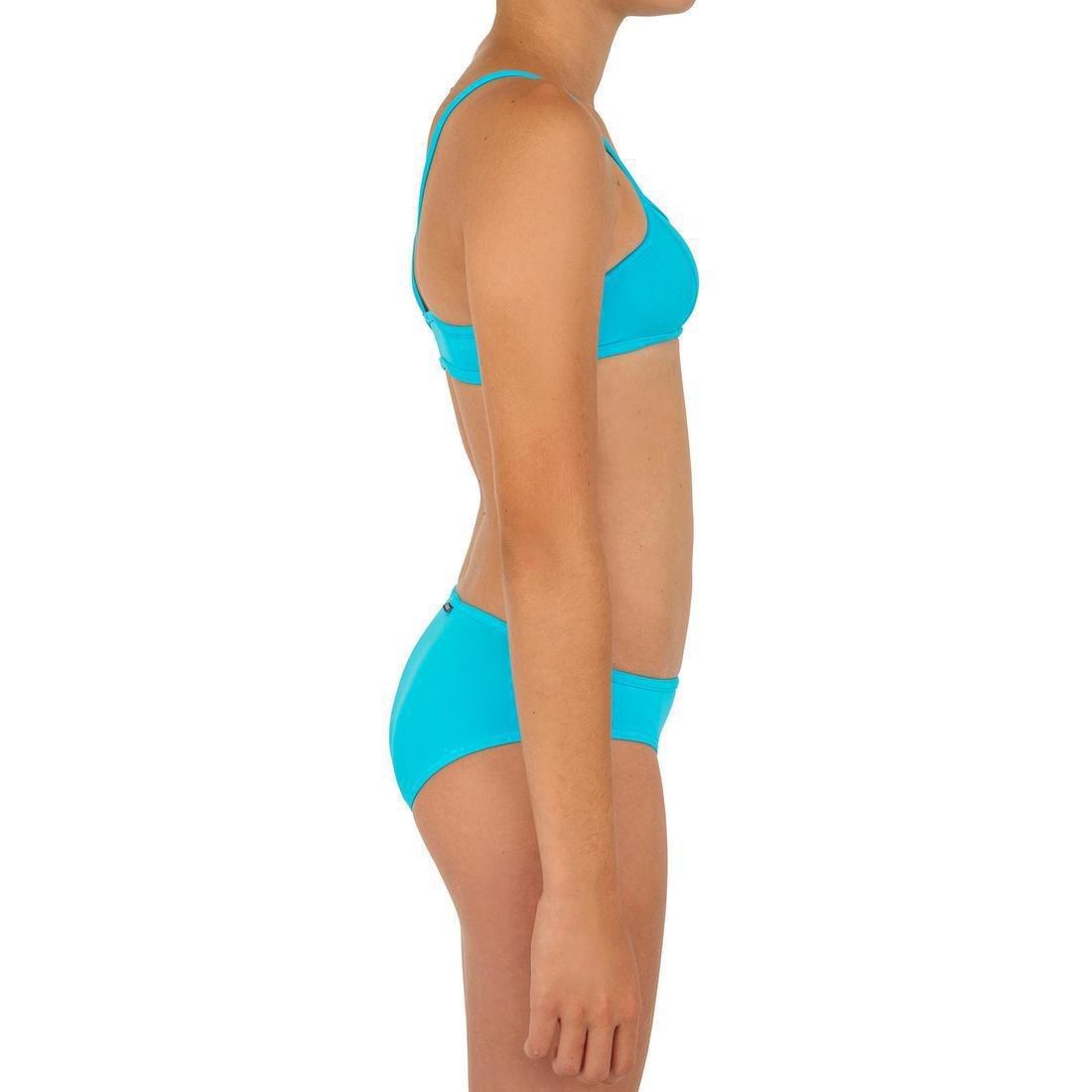Kids Girls Two-Piece Surfing Swimsuit Bikini Top Bali 100, Turquoise, , large image number 7