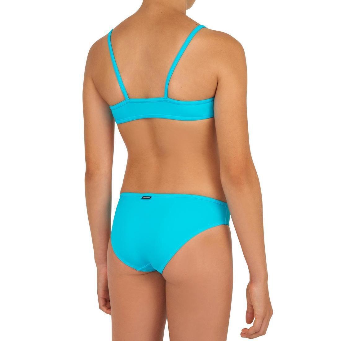 Kids Girls Two-Piece Surfing Swimsuit Bikini Top Bali 100, Turquoise, , large image number 9