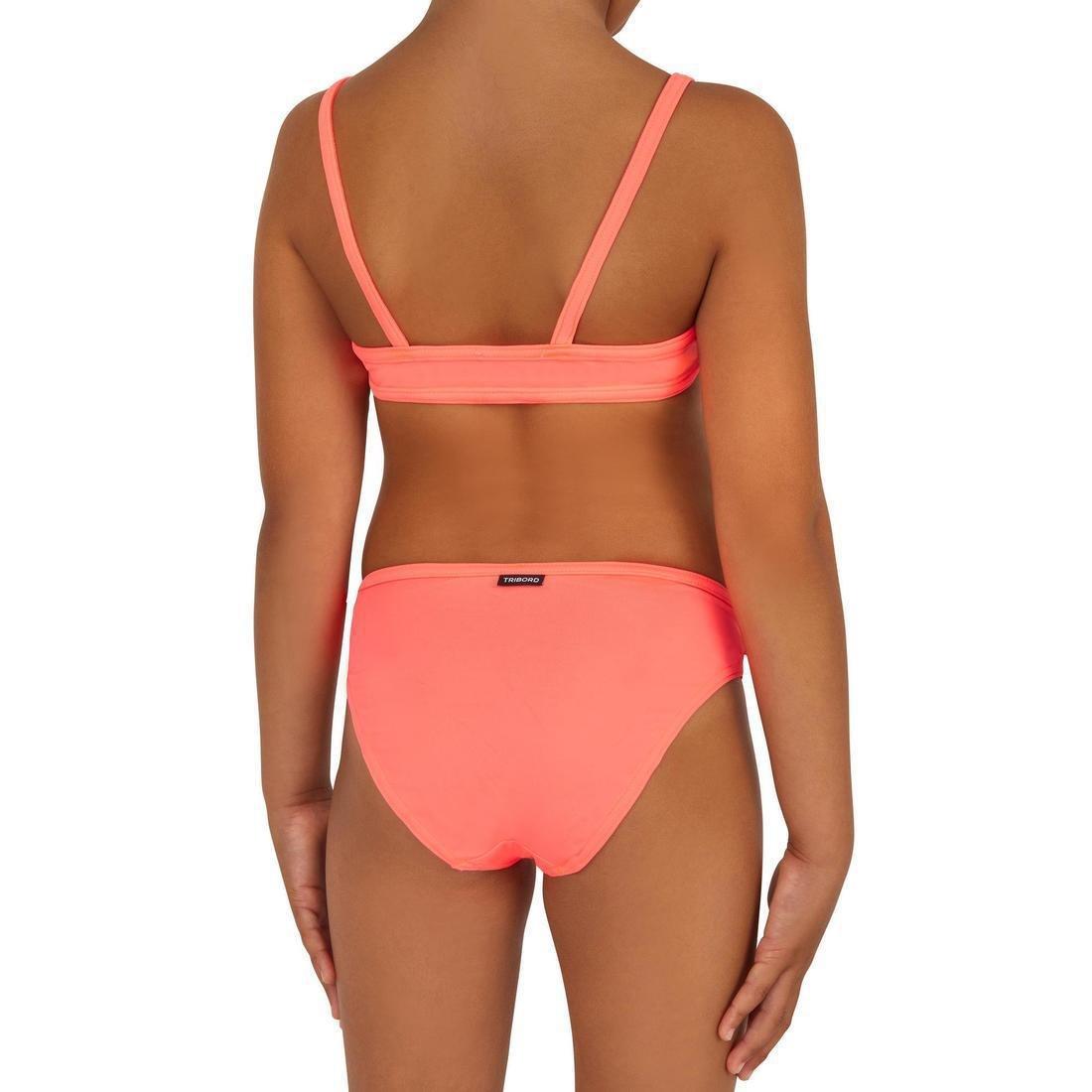 Kids Girls Two-Piece Surfing Swimsuit Bikini Top - Bali 100, Pink, , large image number 2