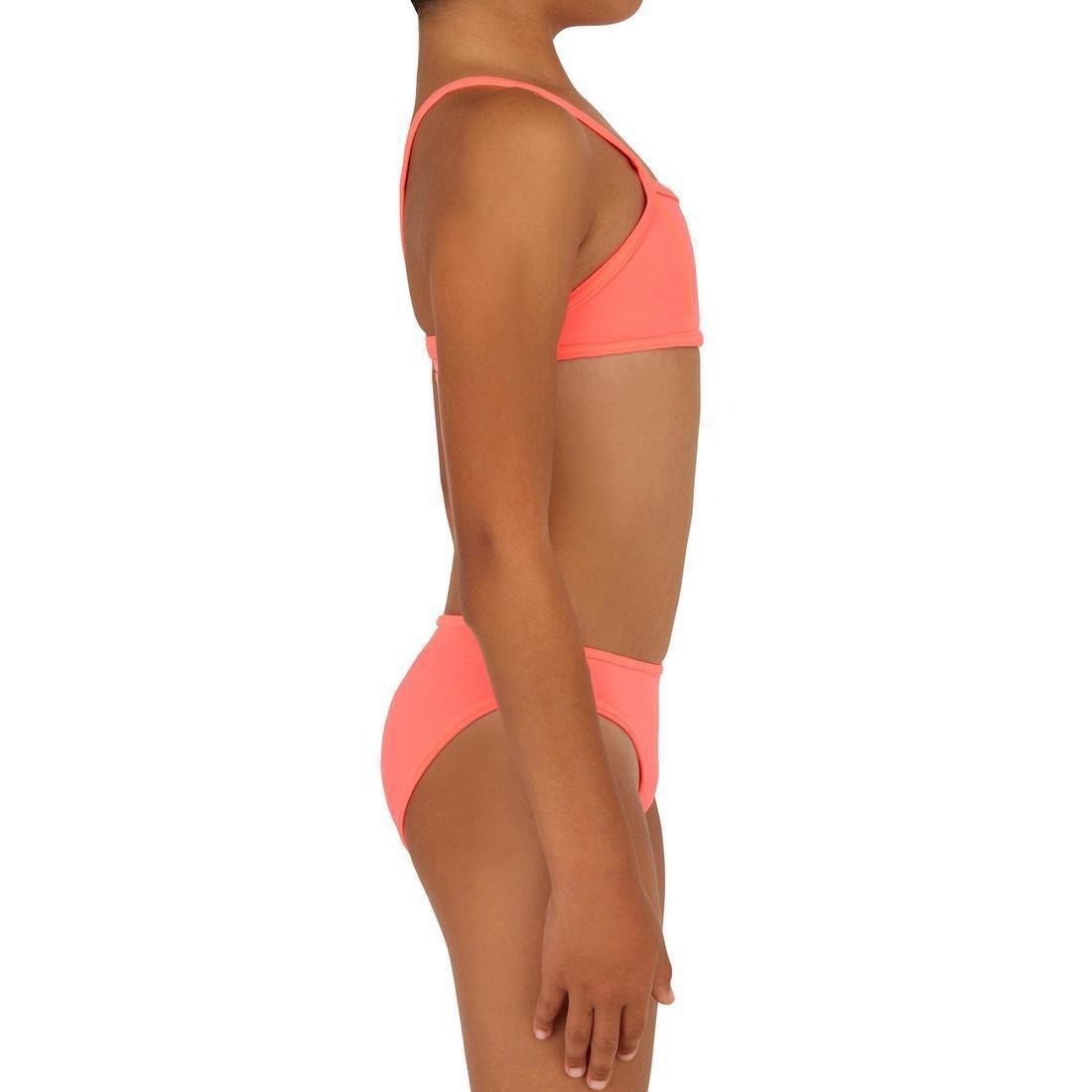Kids Girls Two-Piece Surfing Swimsuit Bikini Top - Bali 100, Pink, , large image number 8