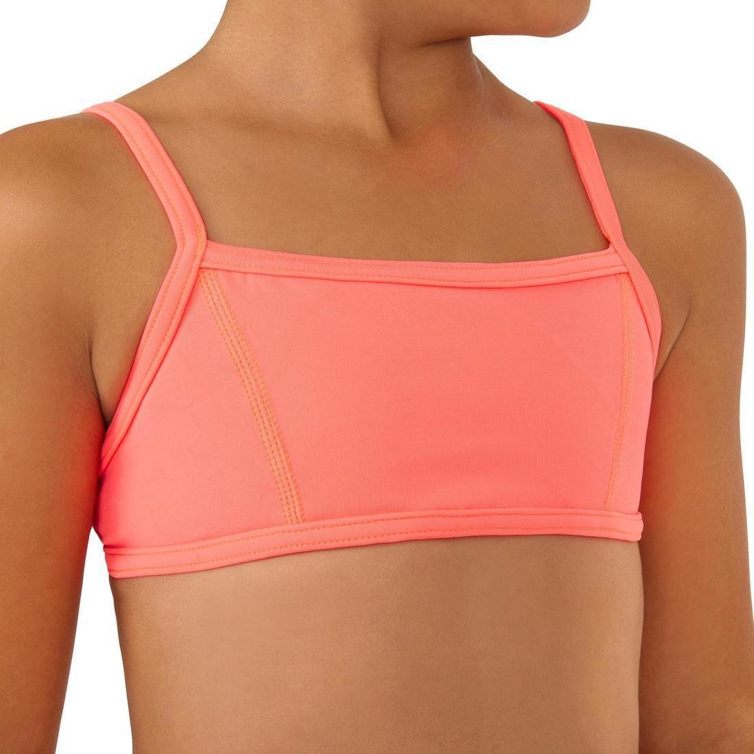 Kids Girls Two-Piece Surfing Swimsuit Bikini Top - Bali 100, Pink, , large image number 9