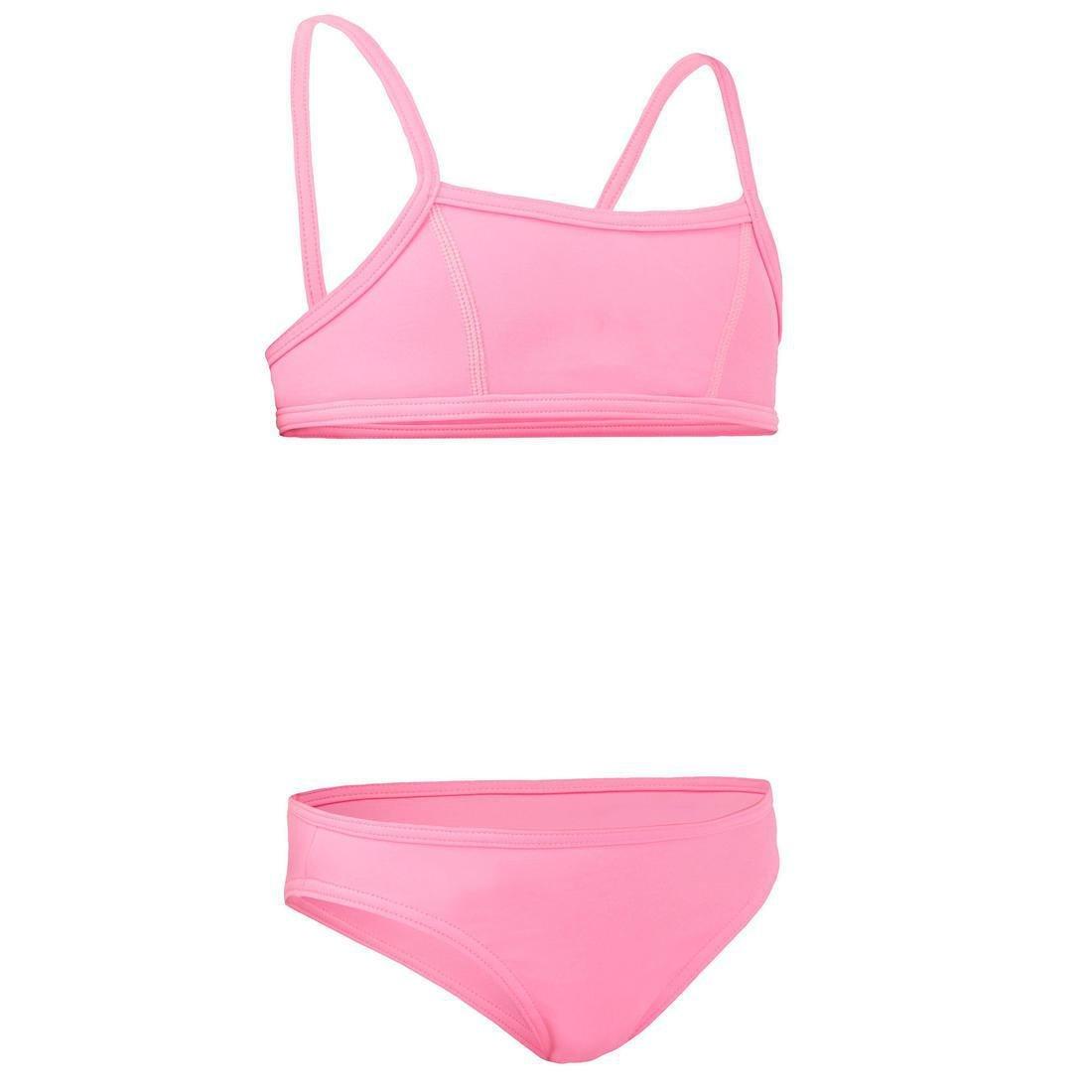 Kids Girls Two-Piece Surfing Swimsuit Bikini Top - Bali 100, Pink, , large image number 12