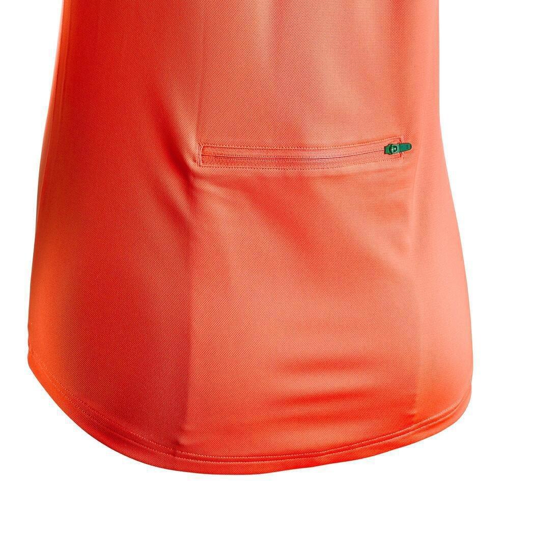Women Short-Sleeved Cycling Jersey 100 - Coral, Fluo Orange, No Color, medium