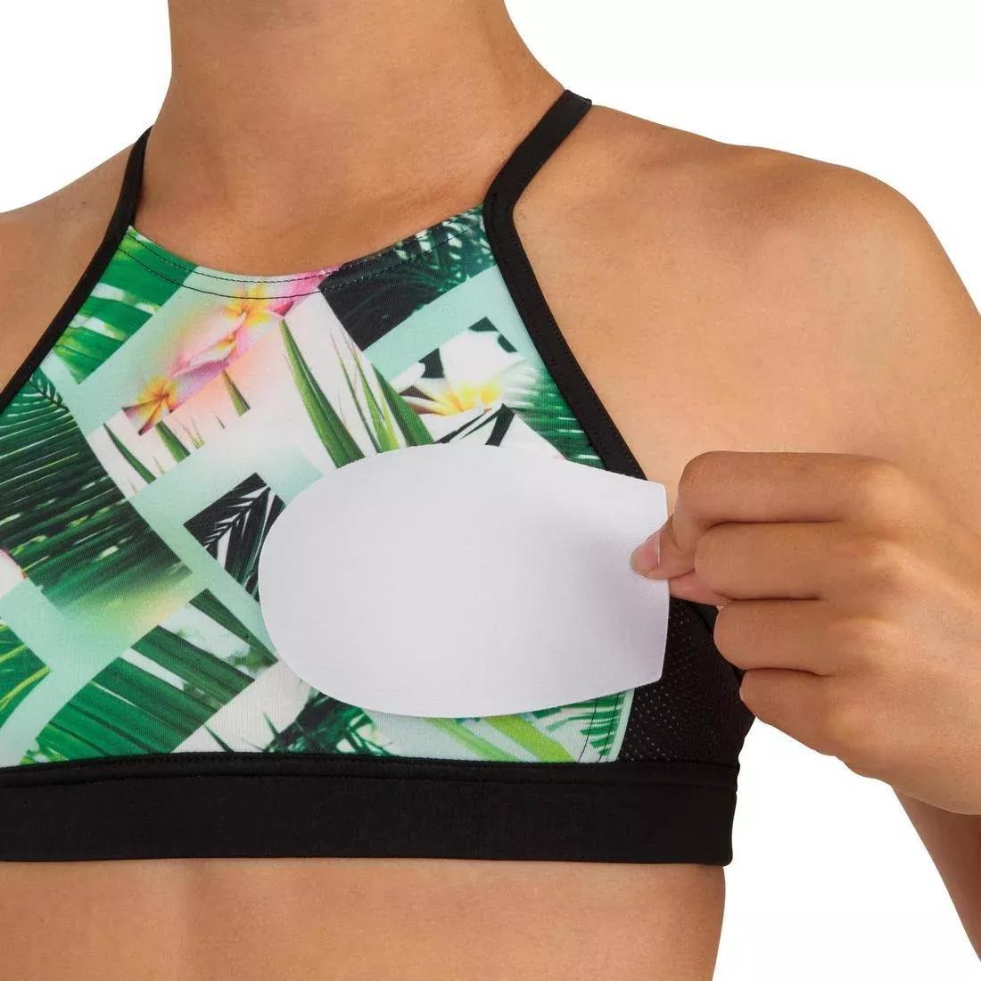 Kids Girls Surf Swimsuit Crop Top - Baha 900, Green, No Color, large image number 1