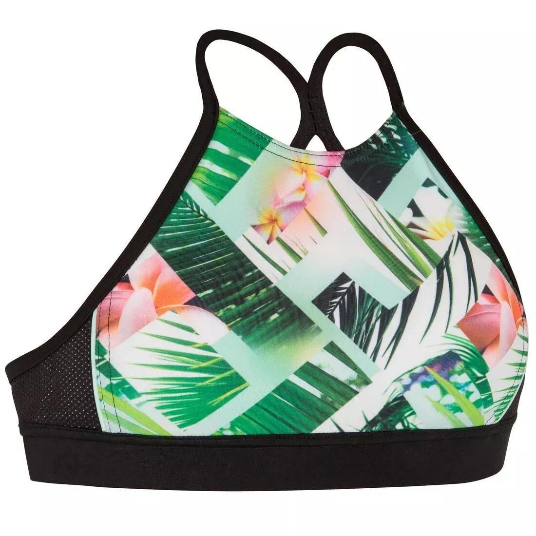 Kids Girls Surf Swimsuit Crop Top - Baha 900, Green, , large image number 5