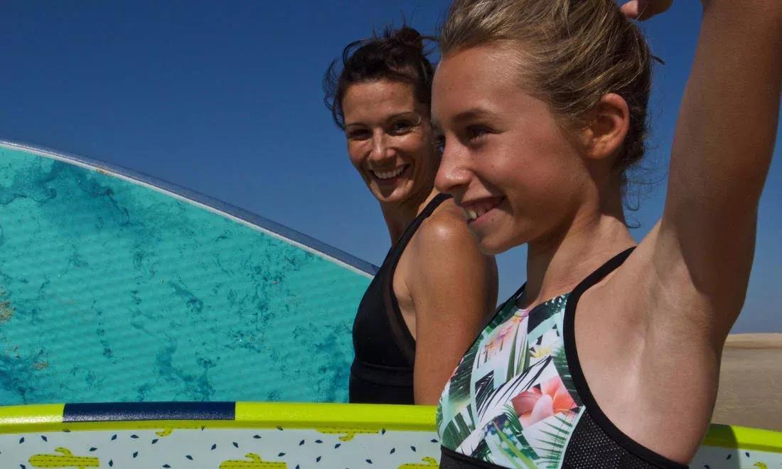 Kids Girls Surf Swimsuit Crop Top - Baha 900, Green, No Color, large image number 8