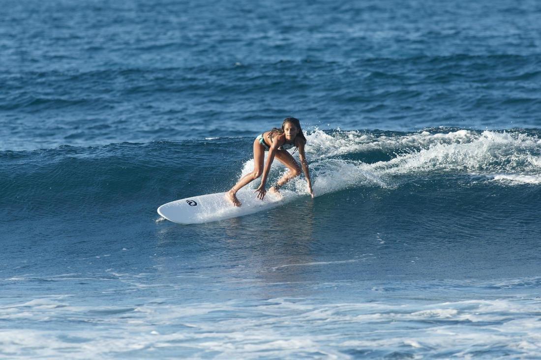 Kids Girls Surf Swimsuit Crop Top - Baha 900, Green, No Color, large image number 11