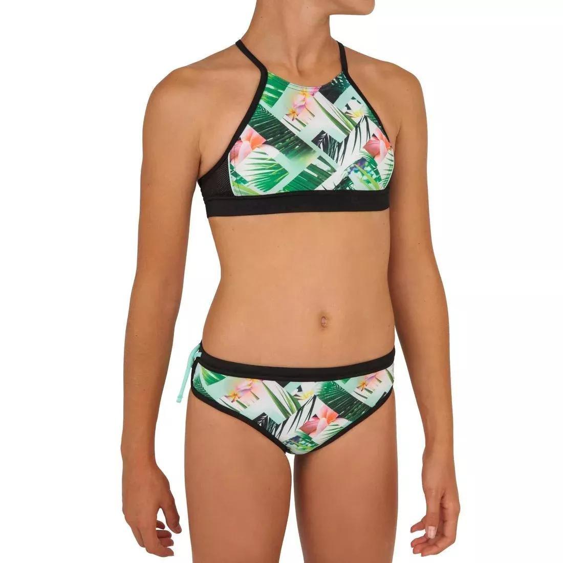 Kids Girls Surf Swimsuit Bottoms - Mas 900, Green, , large image number 2