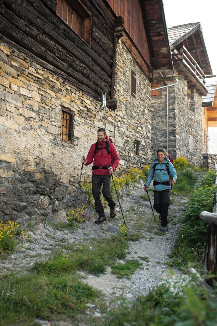 BLUE GREY Women's synthetic trekking padded jacket with hood, MT100, No Color, large image number 6