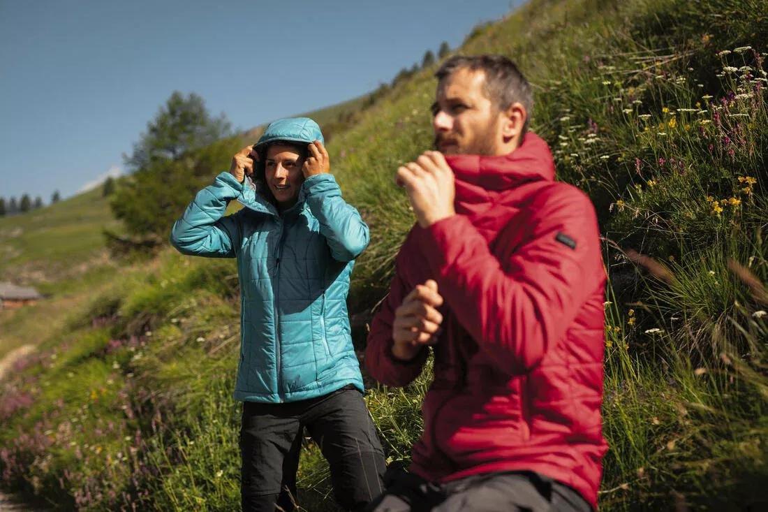 BLUE GREY Women's synthetic trekking padded jacket with hood, MT100, No Color, large image number 8