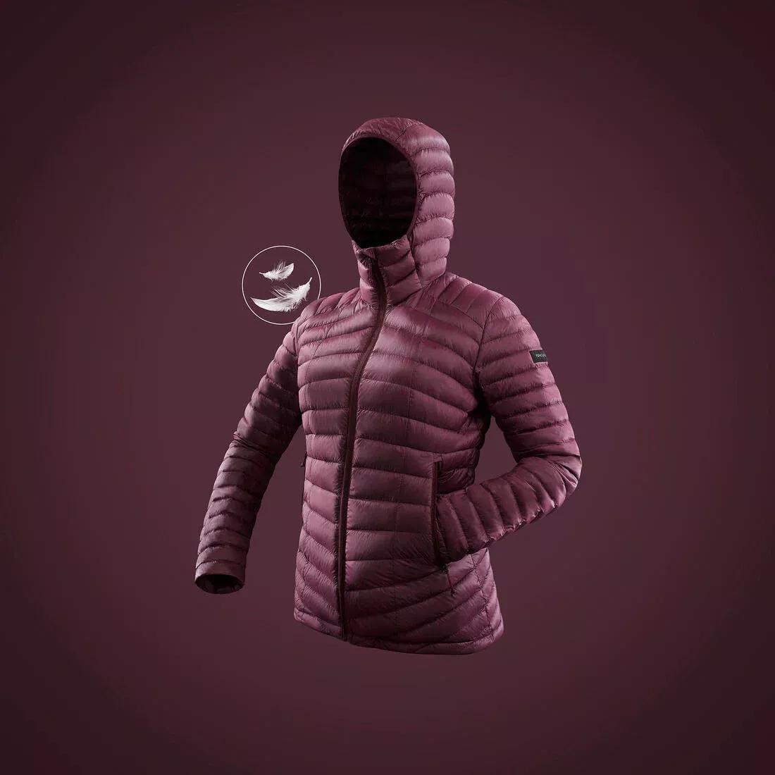 Women Mountain Trekking Hooded Down Jacket - MT100 -5C, Burgundy, No Color, large image number 3