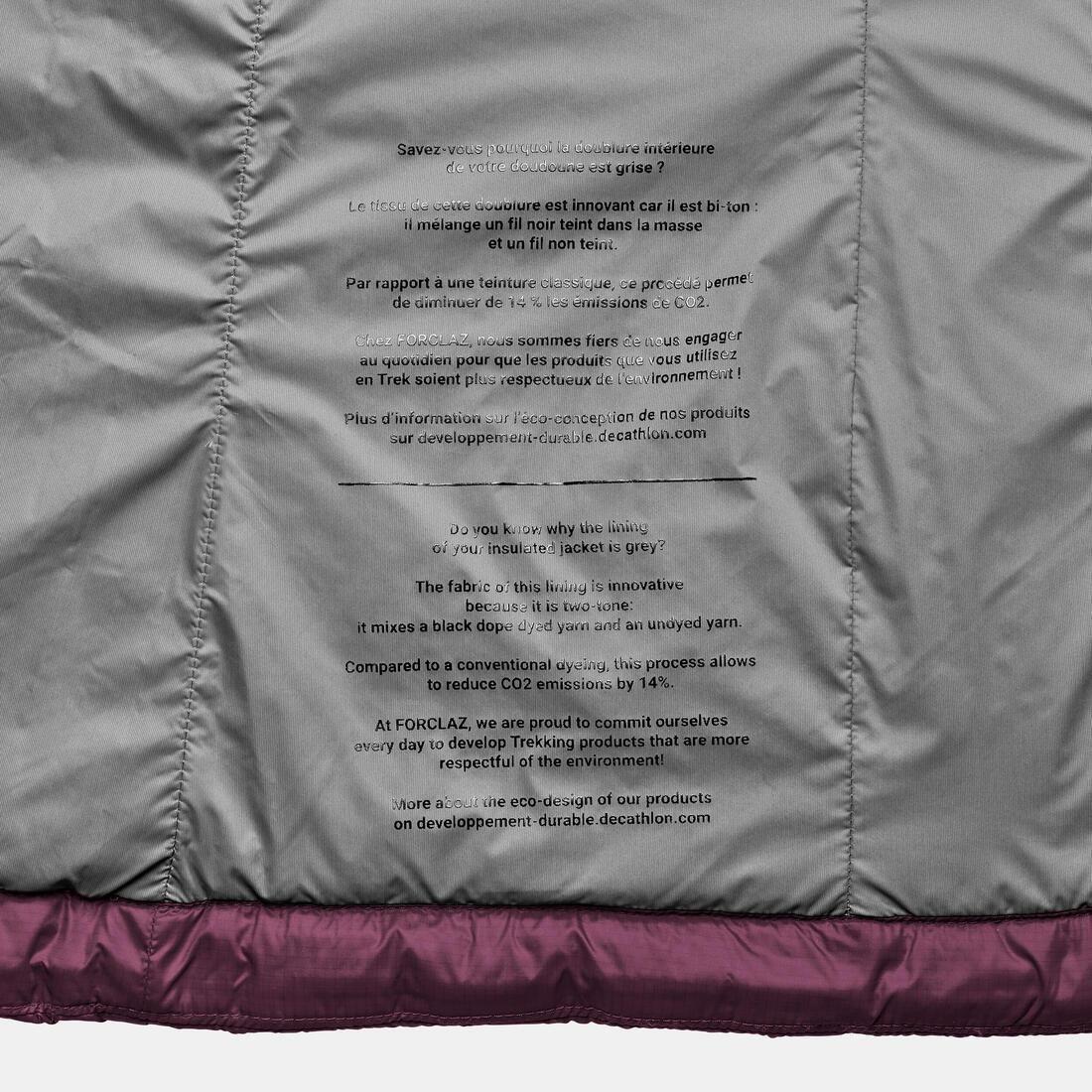 Women Mountain Trekking Hooded Down Jacket - MT100 -5C, Burgundy, No Color, large image number 6