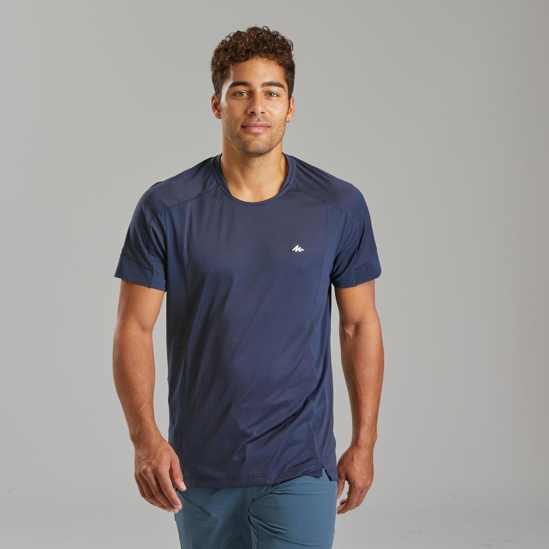 Men Short-Sleeved Mountain Walking T-Shirt - MH500, Blue, No Color, large image number 2