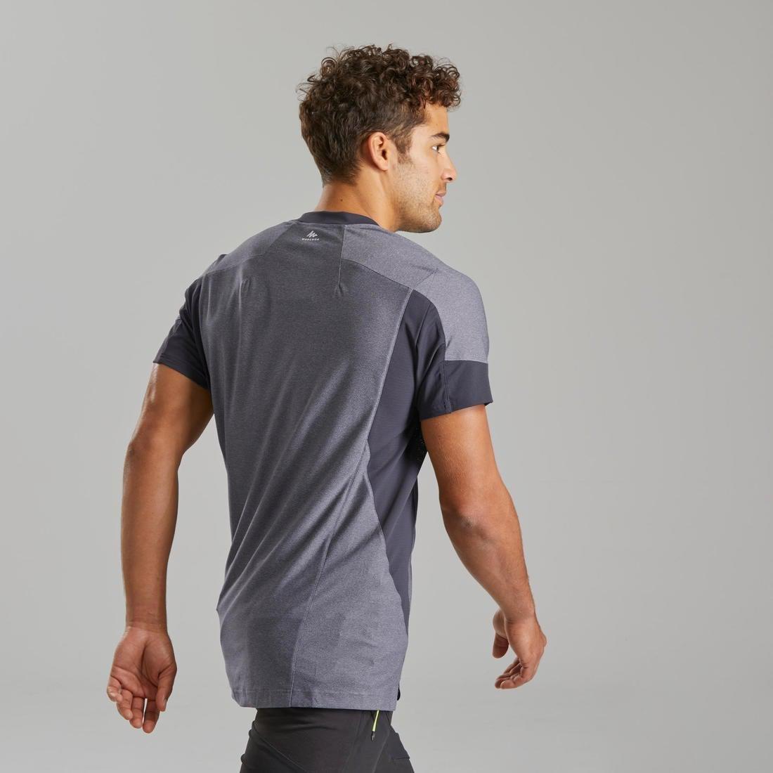 Men Short-Sleeved Mountain Walking T-Shirt - MH500, Blue, No Color, large image number 7