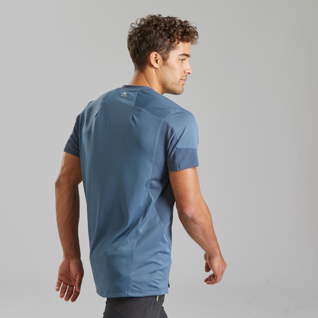 Men Hiking Synthetic Short-Sleeved T-Shirt - MH500, Blue, No Color, large image number 3