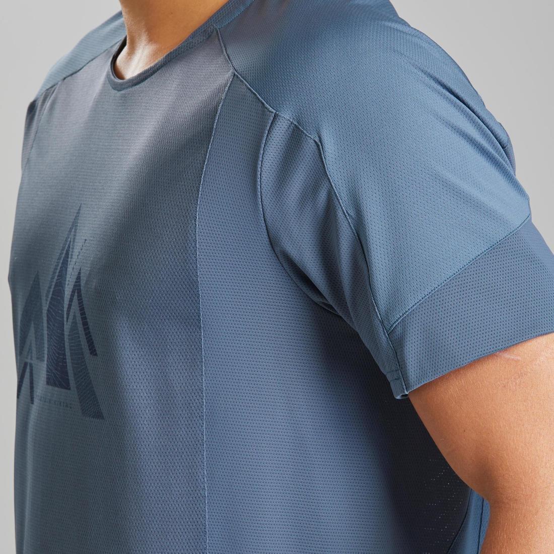 Men Hiking Synthetic Short-Sleeved T-Shirt Mh500, Blue, , large image number 4