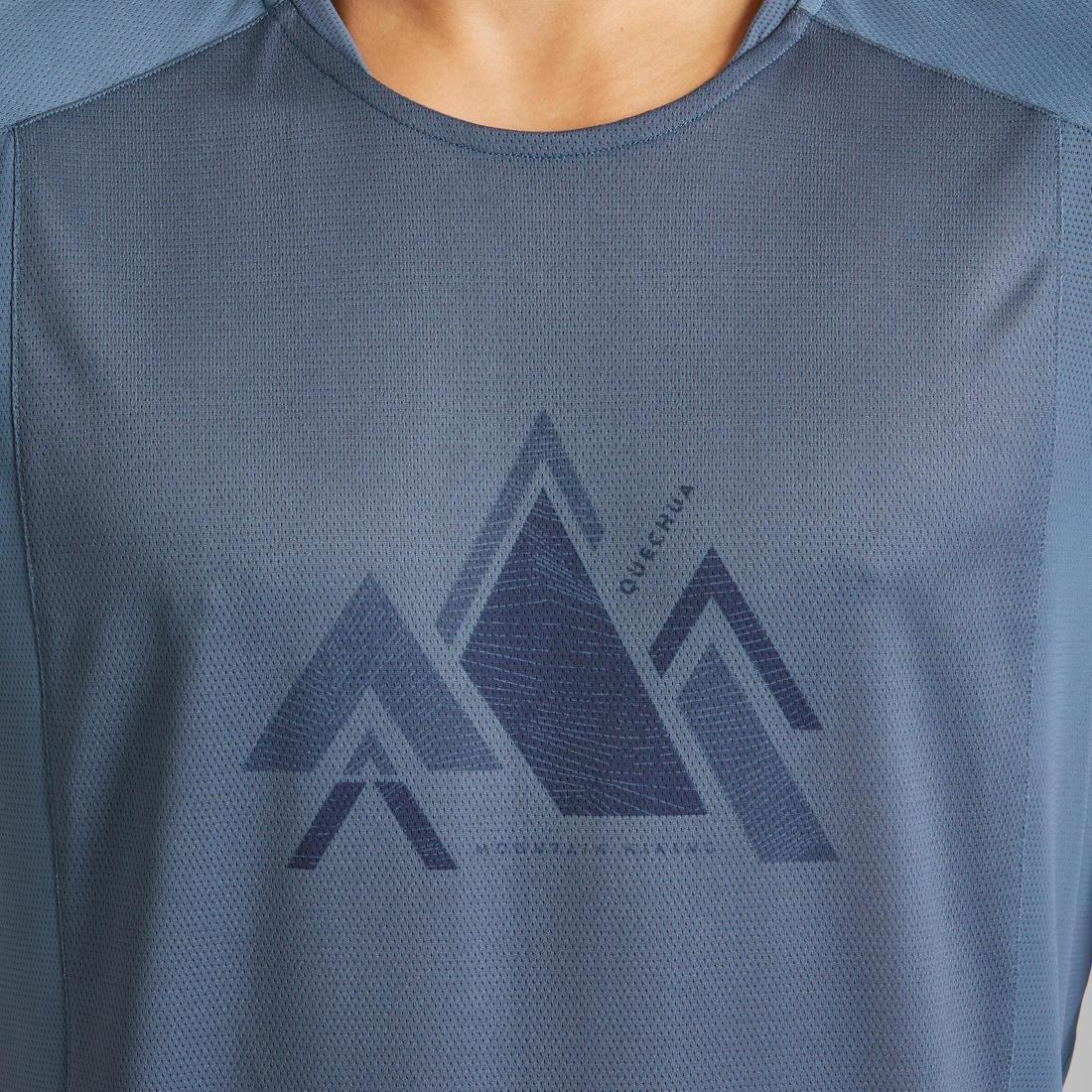 Men Hiking Synthetic Short-Sleeved T-Shirt - MH500, Blue, No Color, large image number 6