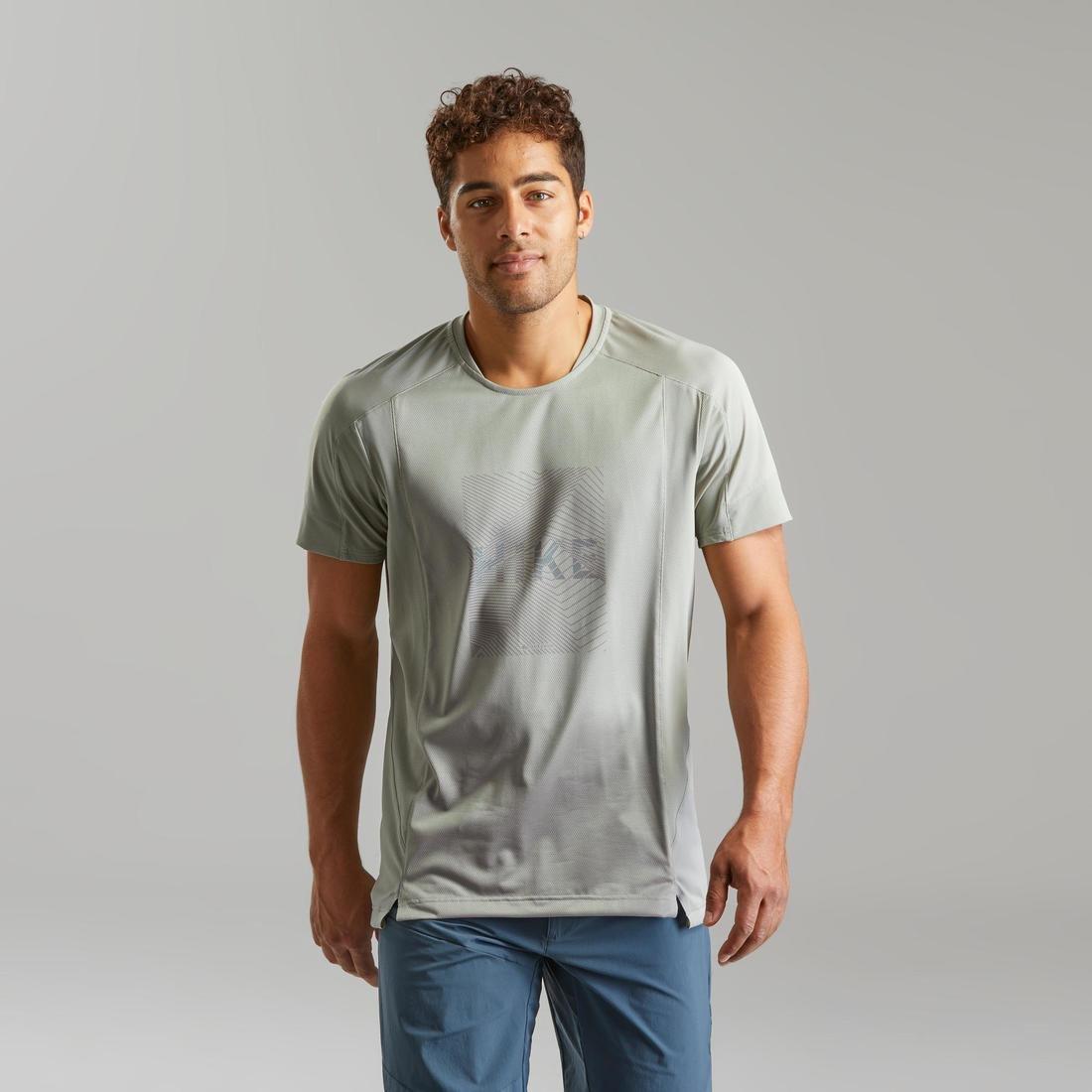 Men Hiking Synthetic Short-Sleeved T-Shirt Mh500, Blue, , large image number 7