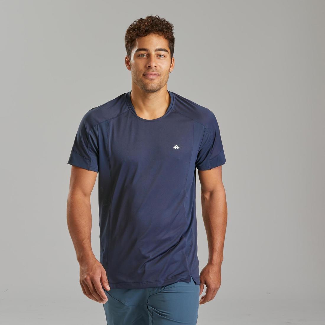 Men Hiking Synthetic Short-Sleeved T-Shirt Mh500, Blue, , large image number 13