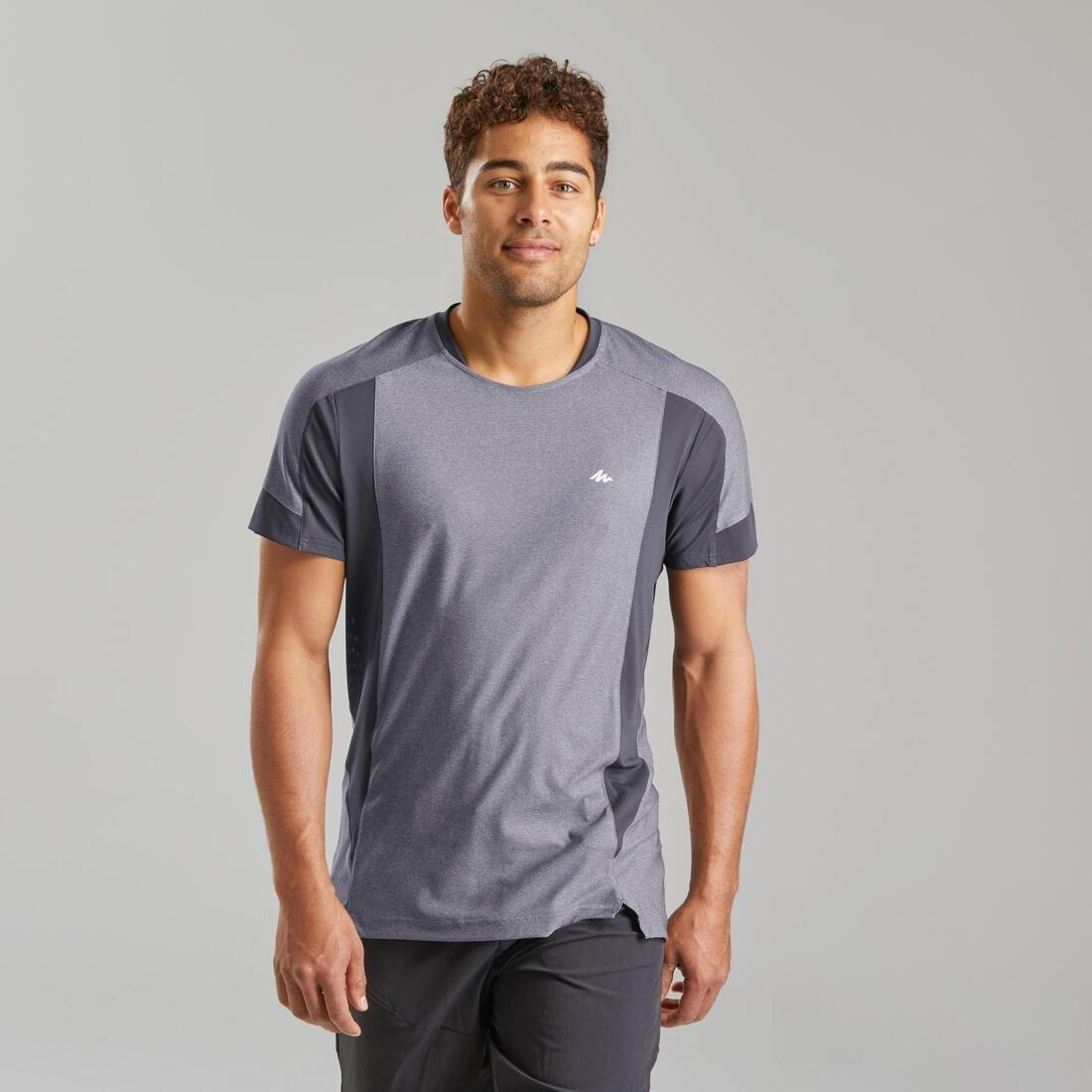 Men Short-Sleeved Mountain Walking T-Shirt - Mh500, Grey, , large image number 0