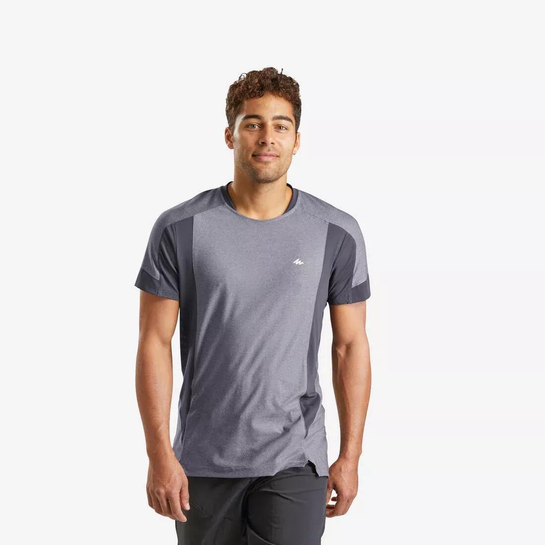Men Short-Sleeved Mountain Walking T-Shirt - MH500, Grey, No Color, medium