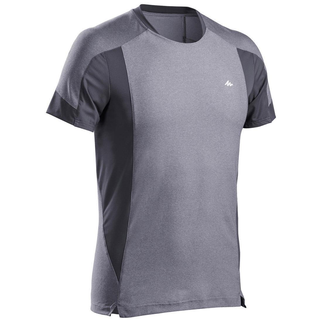 Men Short-Sleeved Mountain Walking T-Shirt - MH500, Grey, No Color, medium