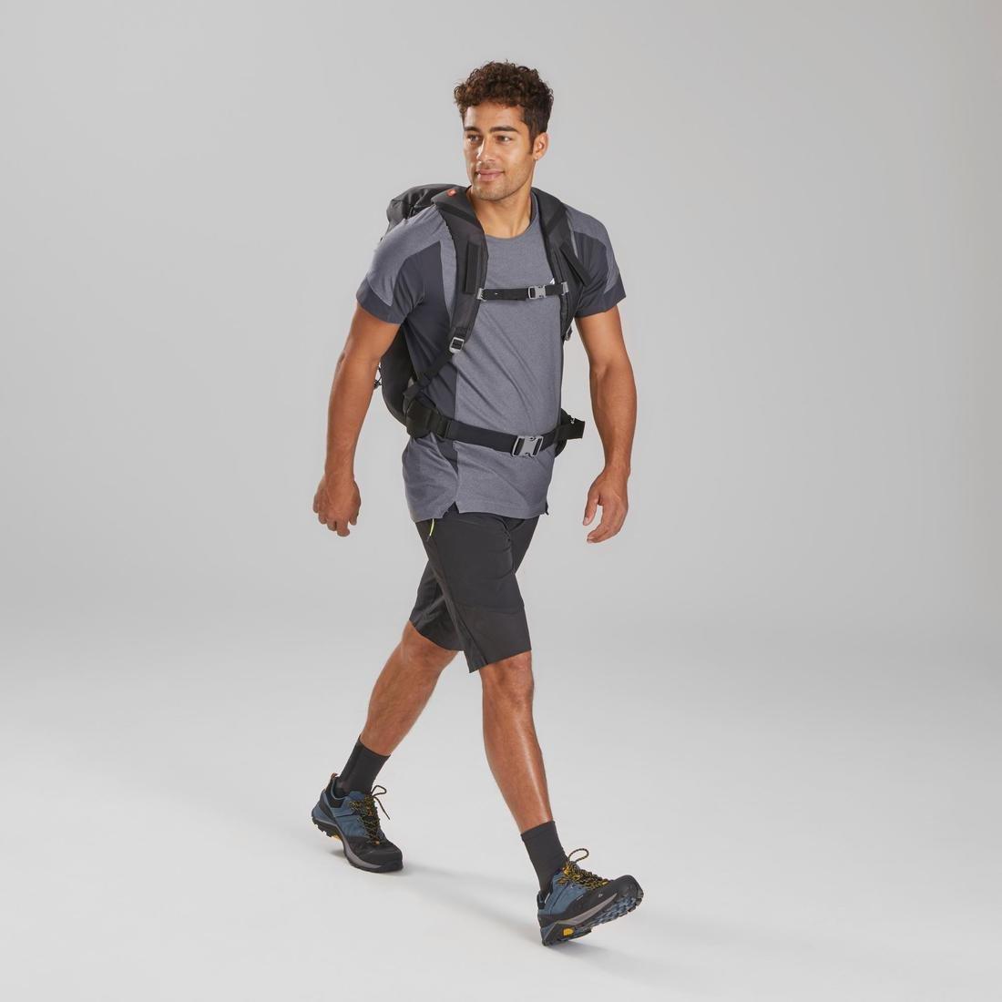 Men Short-Sleeved Mountain Walking T-Shirt - MH500, Grey, No Color, large image number 3