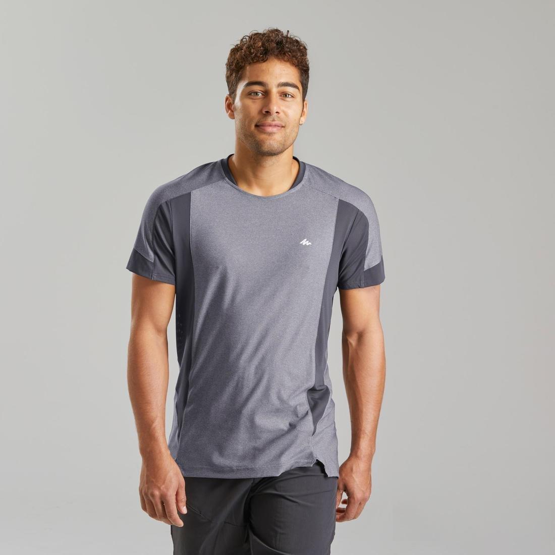 Men Short-Sleeved Mountain Walking T-Shirt - Mh500, Grey, , large image number 4