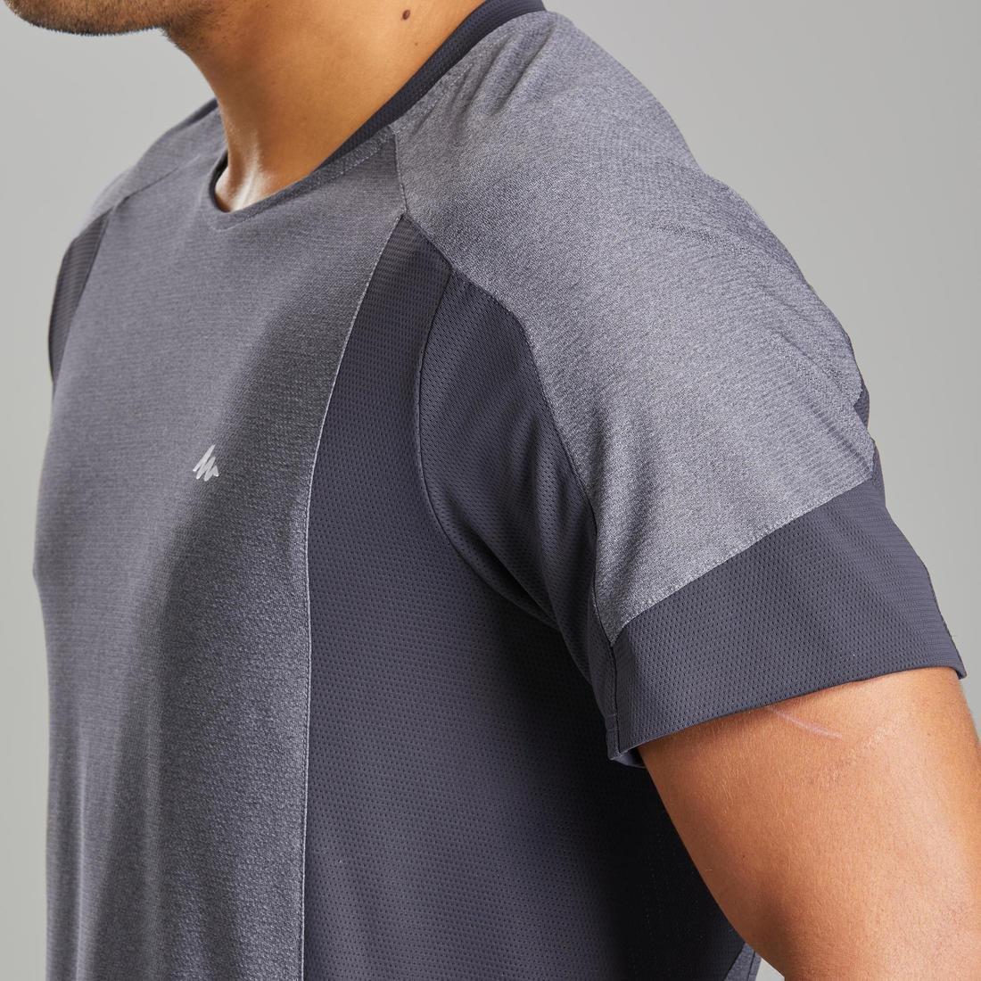 Men Short-Sleeved Mountain Walking T-Shirt - MH500, Grey, No Color, large image number 8