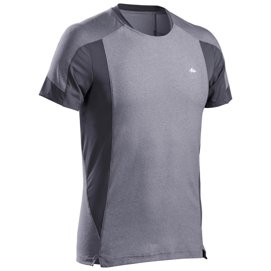 Men Short-Sleeved Mountain Walking T-Shirt - MH500, Grey, No Color, large image number 9