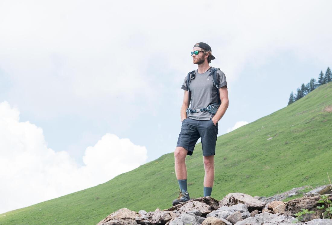 Men Short-Sleeved Mountain Walking T-Shirt - MH500, Grey, No Color, large image number 14