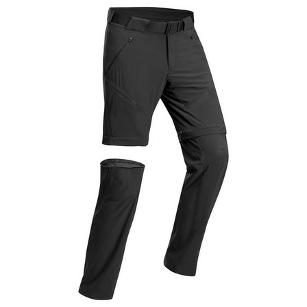 QUECHUA - Mens Hiking Zip-Off Trousers Mh550, Black